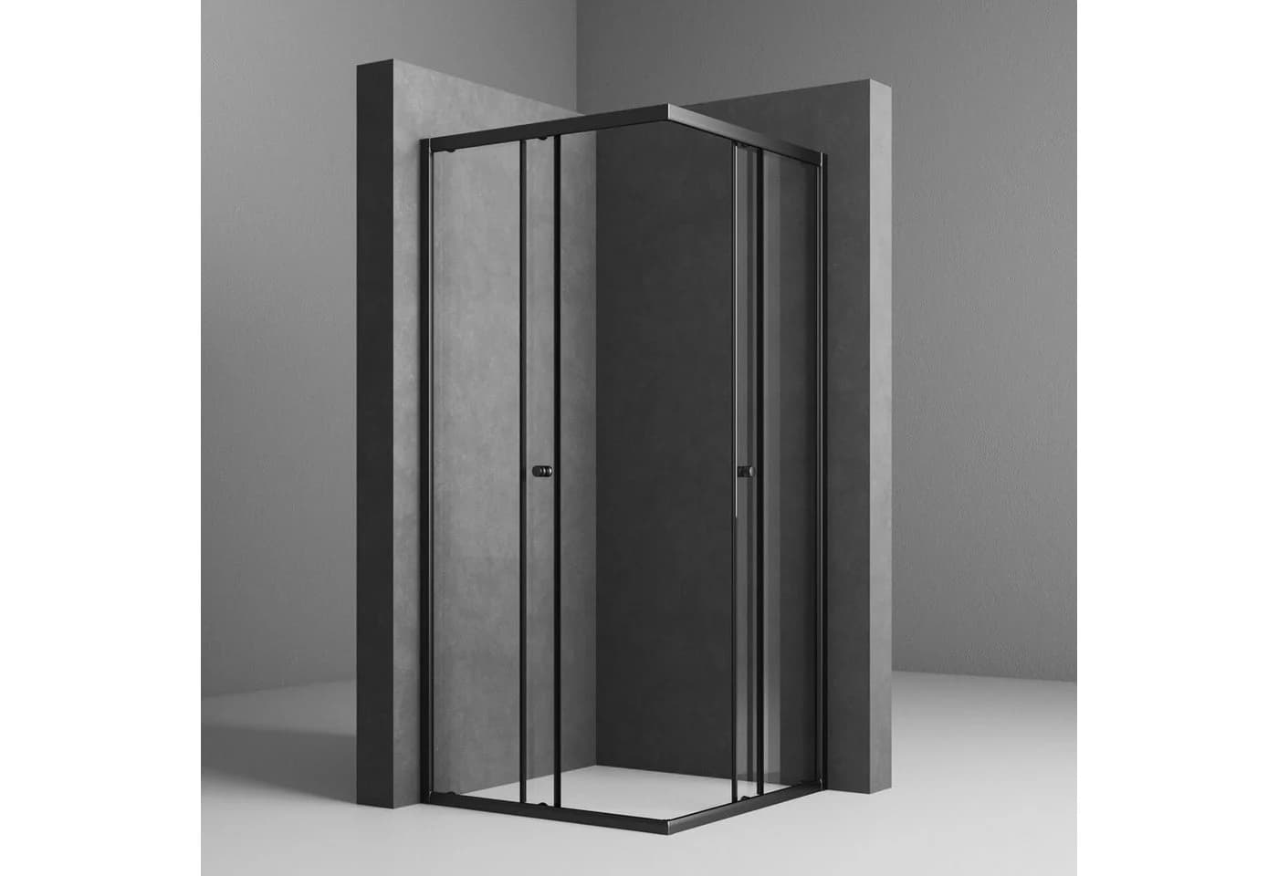 Boromal Eckdusche 90x90 Schiebetür Schwarz Chrom ESG Glas - Bild 3
