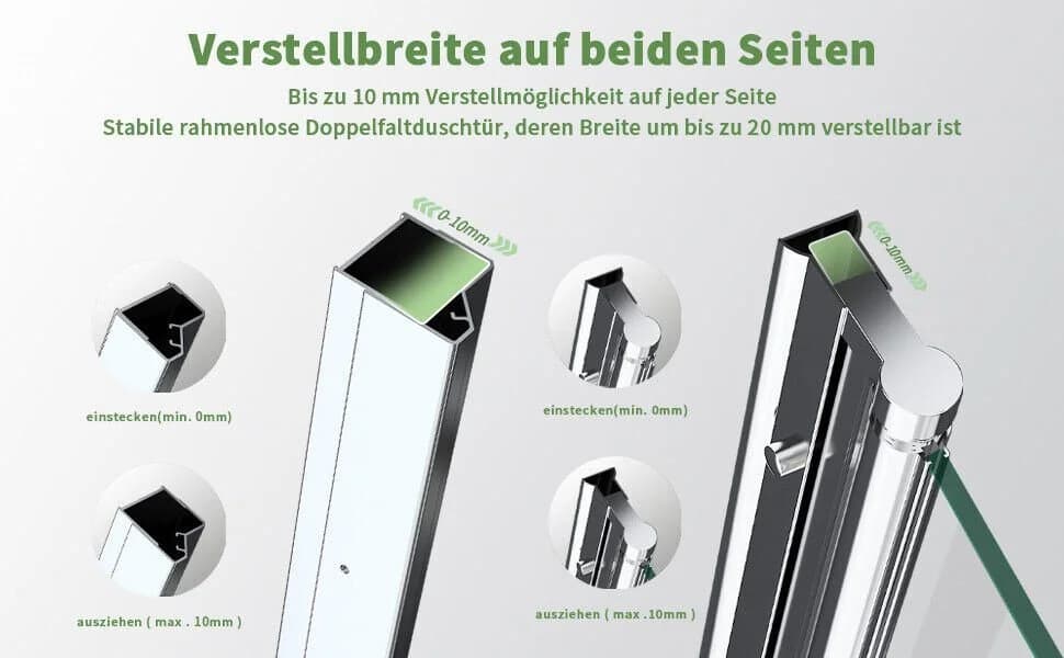 Boromal Dusch-Falttür 180° Silber 5mm ESG Glas - Bild 5