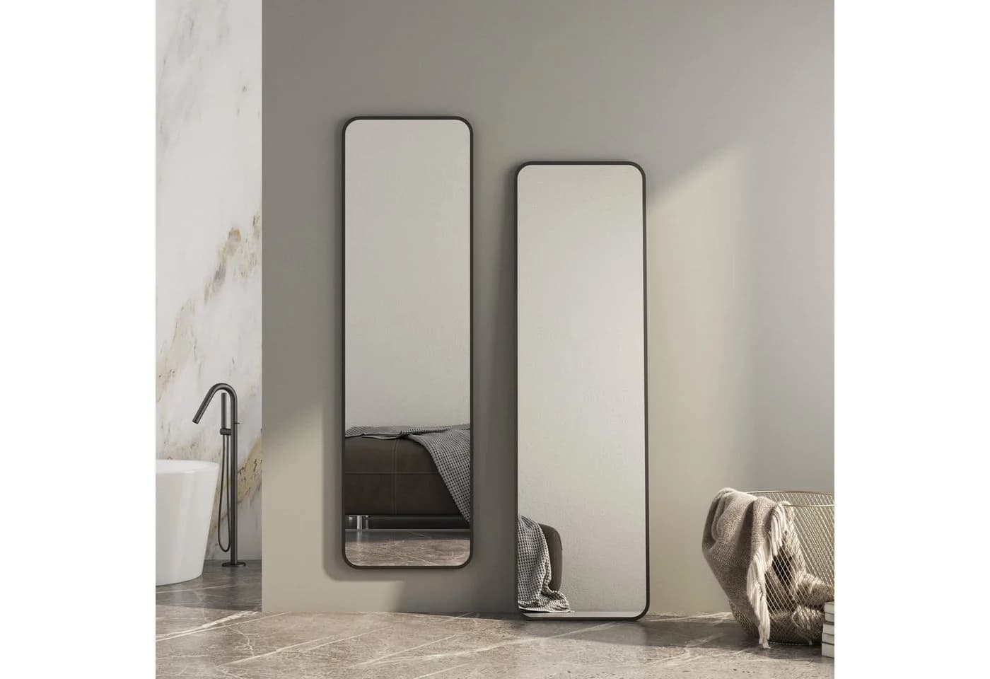 Boromal Badspiegel Schwarz mit Aluminiumrahmen