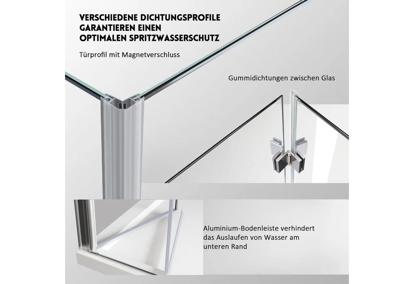 Boromal Eckdusche mit Falttür 195H, 6mm ESG Glas, NANO-Beschichtung - Bild 5