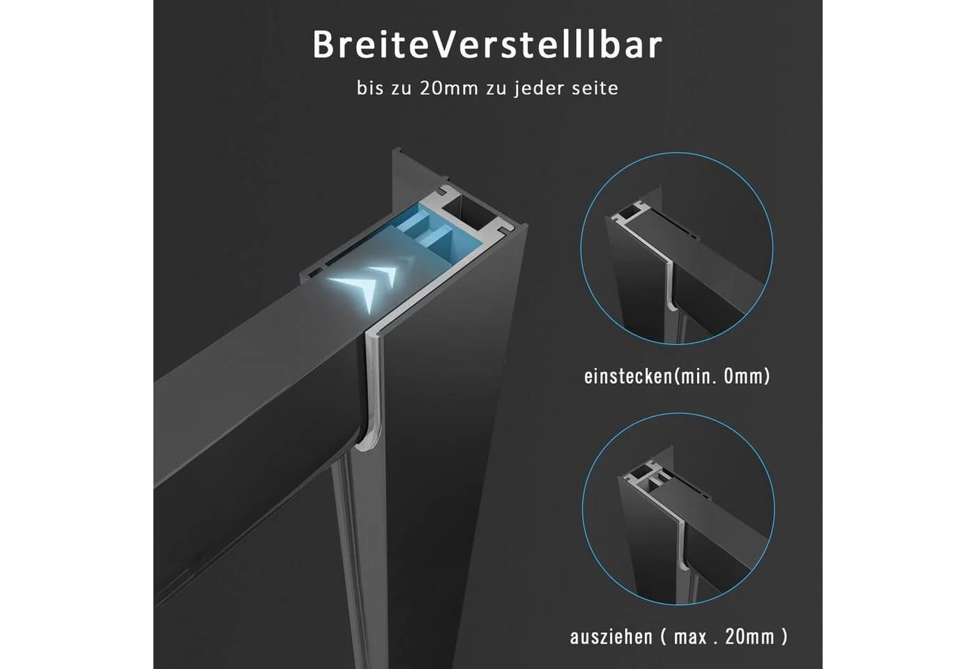 Boromal Eckdusche Schiebetür Schwarz 80x75 cm - Bild 4
