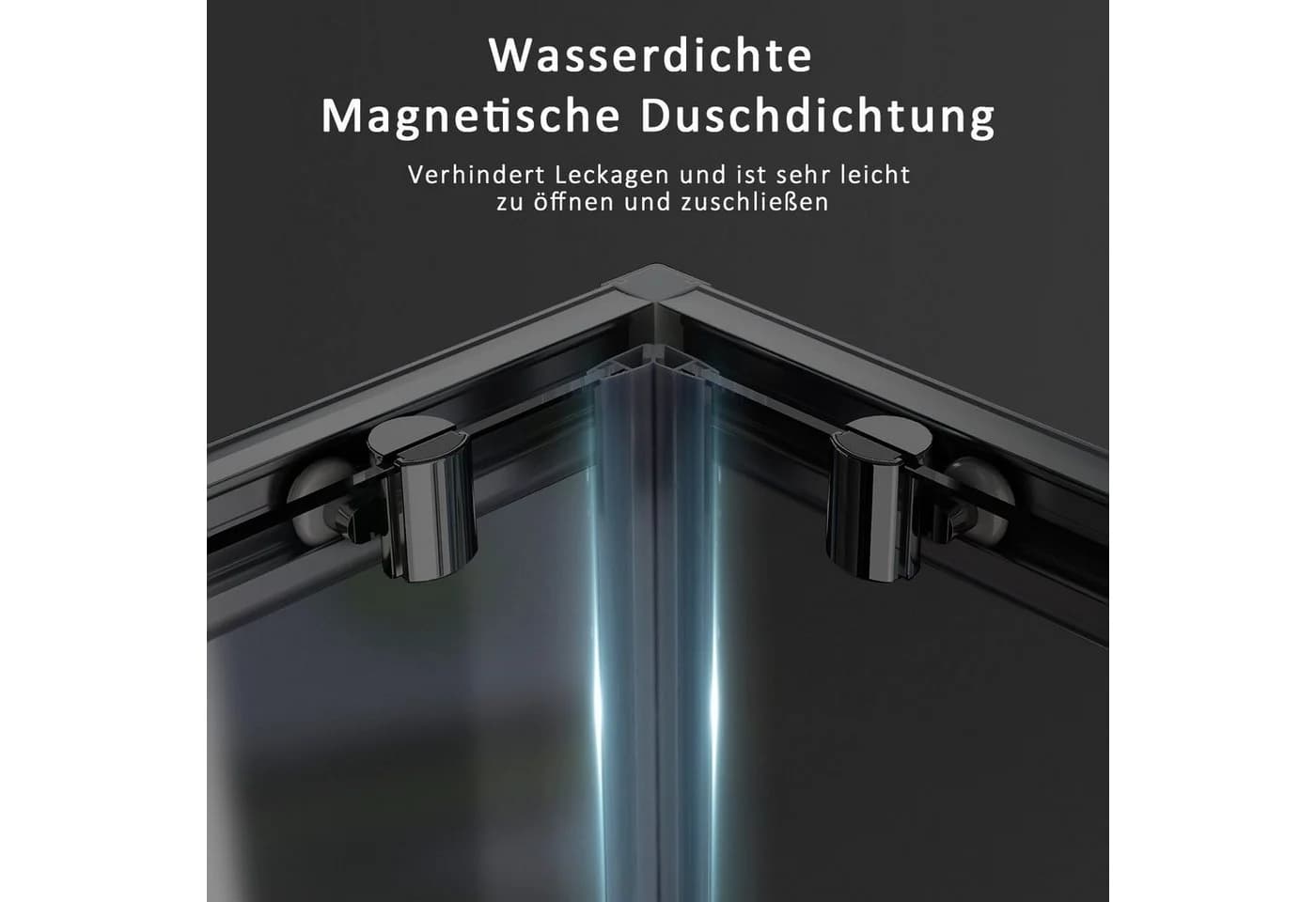 Boromal Eckdusche Schiebetür Schwarz 80x75 cm - Bild 5