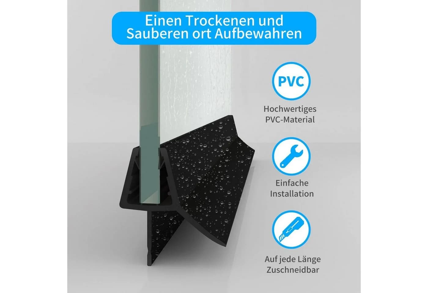 Boromal Duschdichtung 80 cm Schwarz PVC - Bild 3