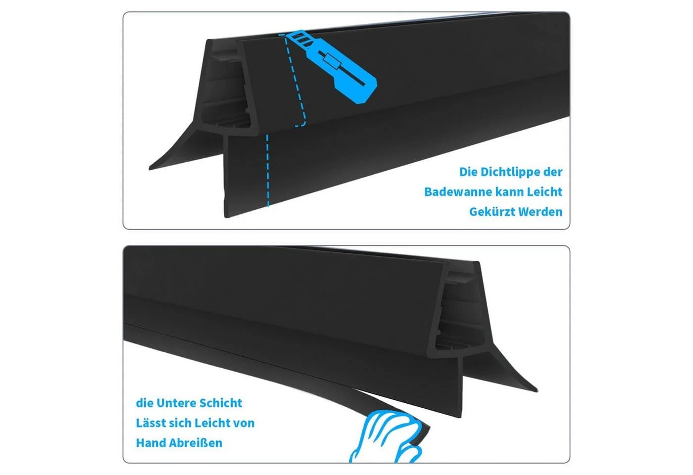 Boromal Duschdichtung 80 cm Schwarz PVC - Bild 4