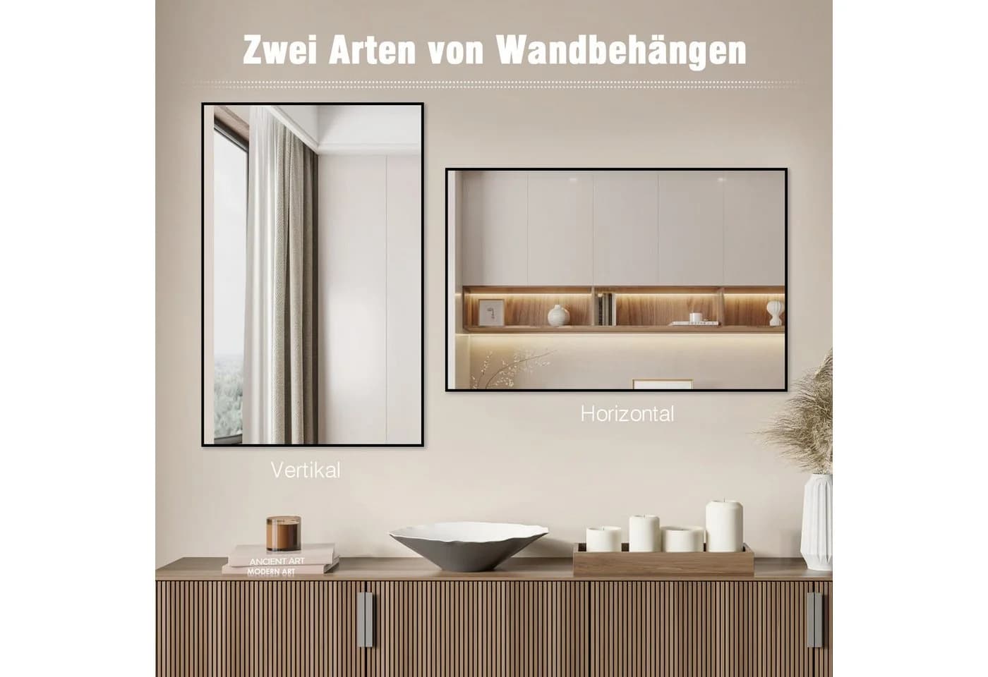 Hopibath Wandspiegel Schwarz Aluminiumrahmen 5mm HD Glas - Bild 5