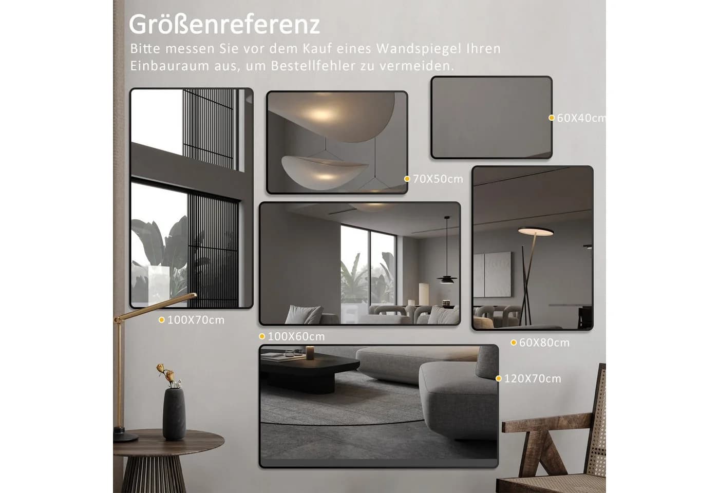 Hopibath Badspiegel Metallrahmen Schwarz Gold Rechteckig - Bild 5