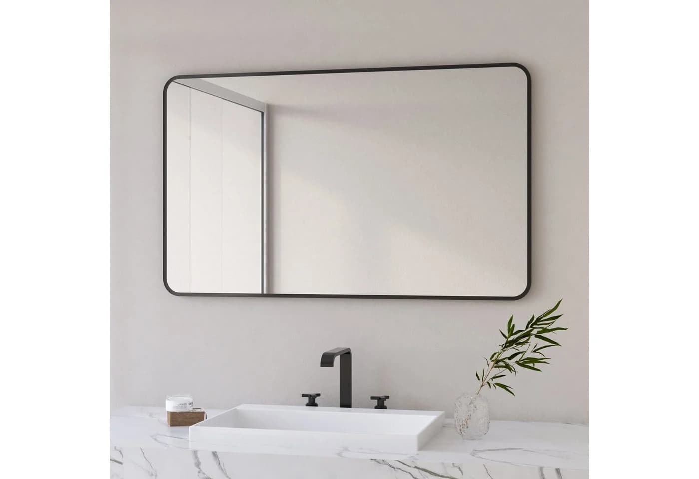 Hopibath Wandspiegel Schwarz 100x60cm HD Glas Aluminiumrahmen - Bild 2