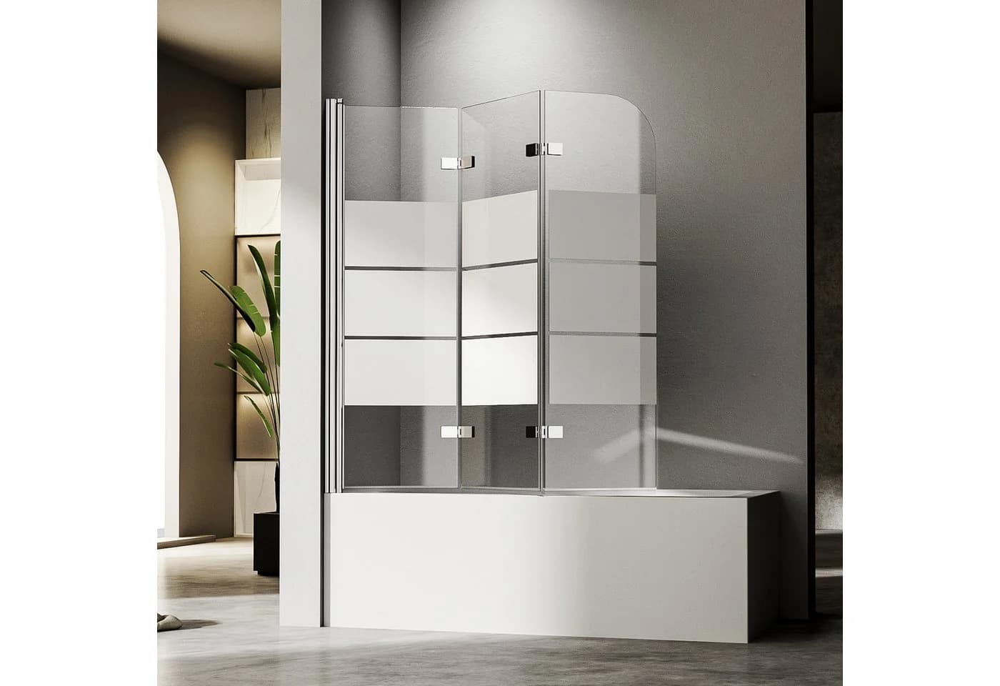 Hopibath Duschwand Badewanne 3-teilig milchglas 130x140cm - Bild 2