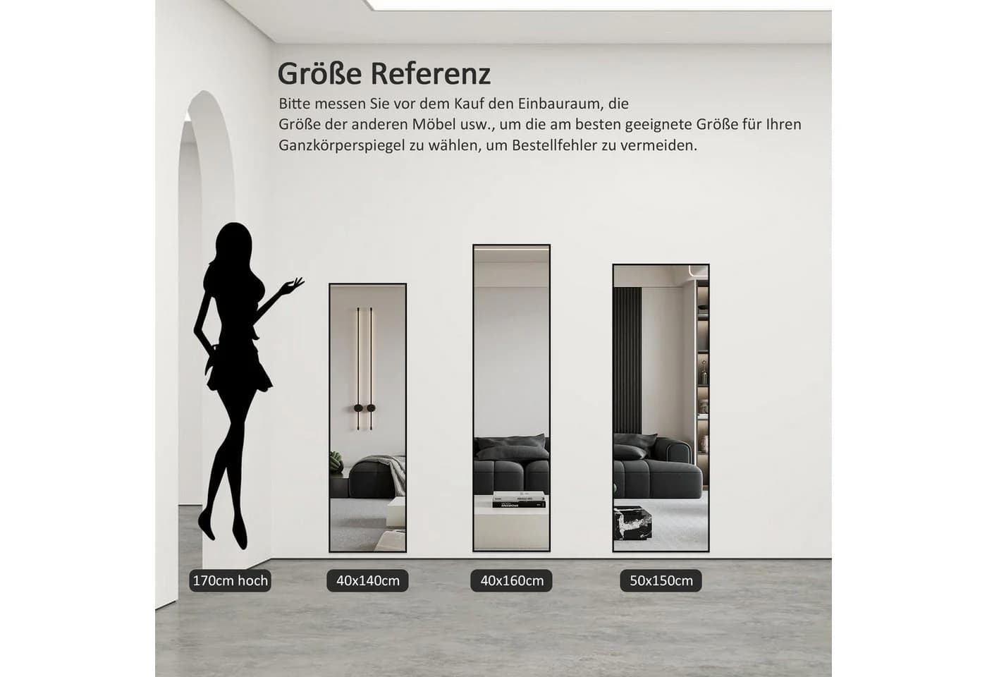 Hopibath Wandspiegel Ganzkörper Schwarz Aluminium - Bild 3