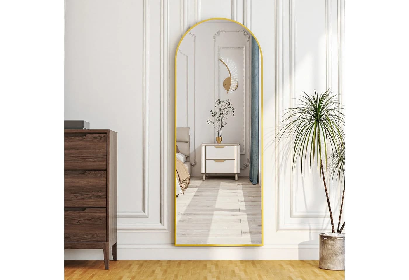 Hopibath Standspiegel Gold 150x50cm HD Glas Alurahmen