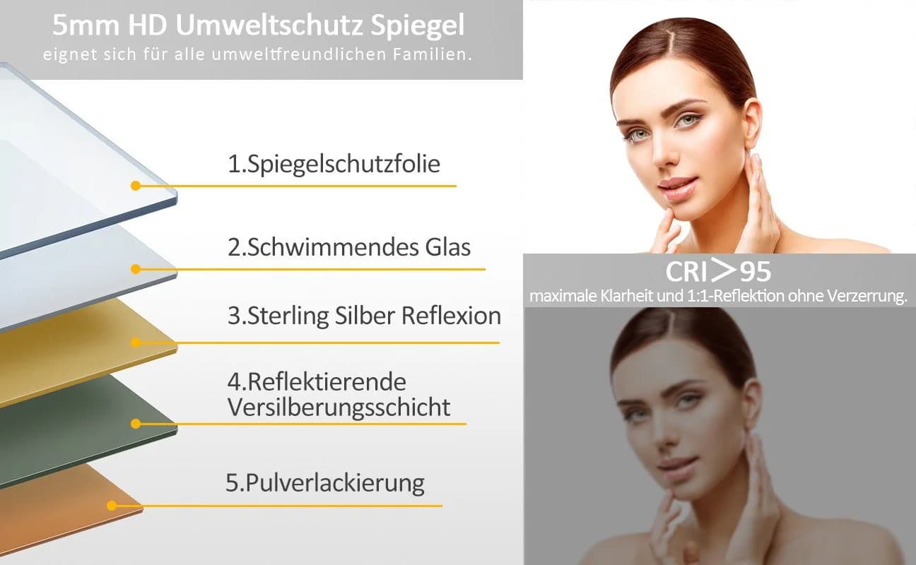 Hopibath Standspiegel Gold 150x50cm HD Glas Alurahmen - Bild 5