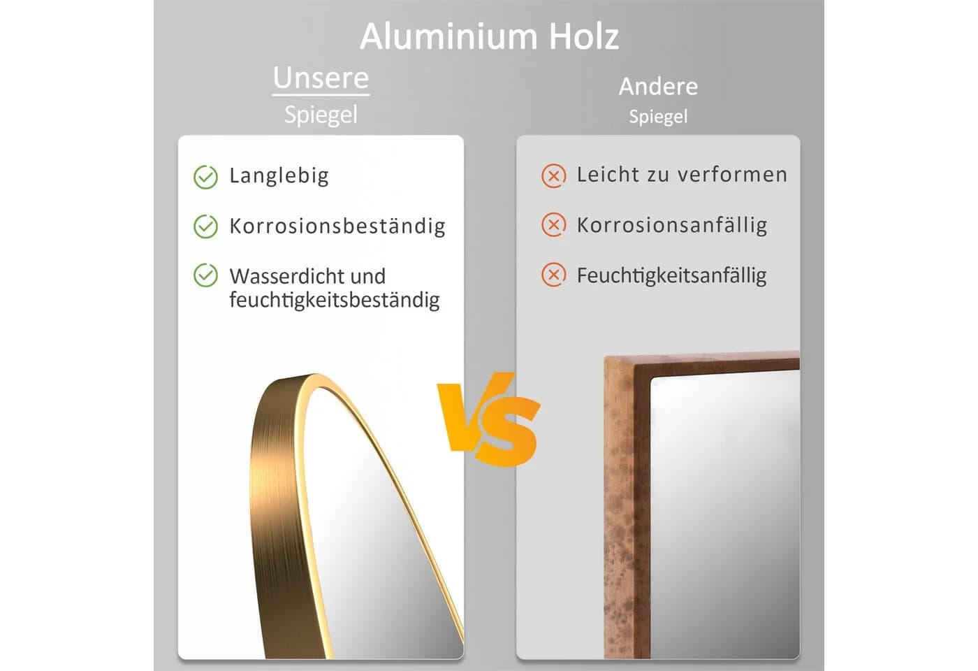 Hopibath Ganzkörperspiegel Gold 150x50cm Aluminiumrahmen - Bild 5
