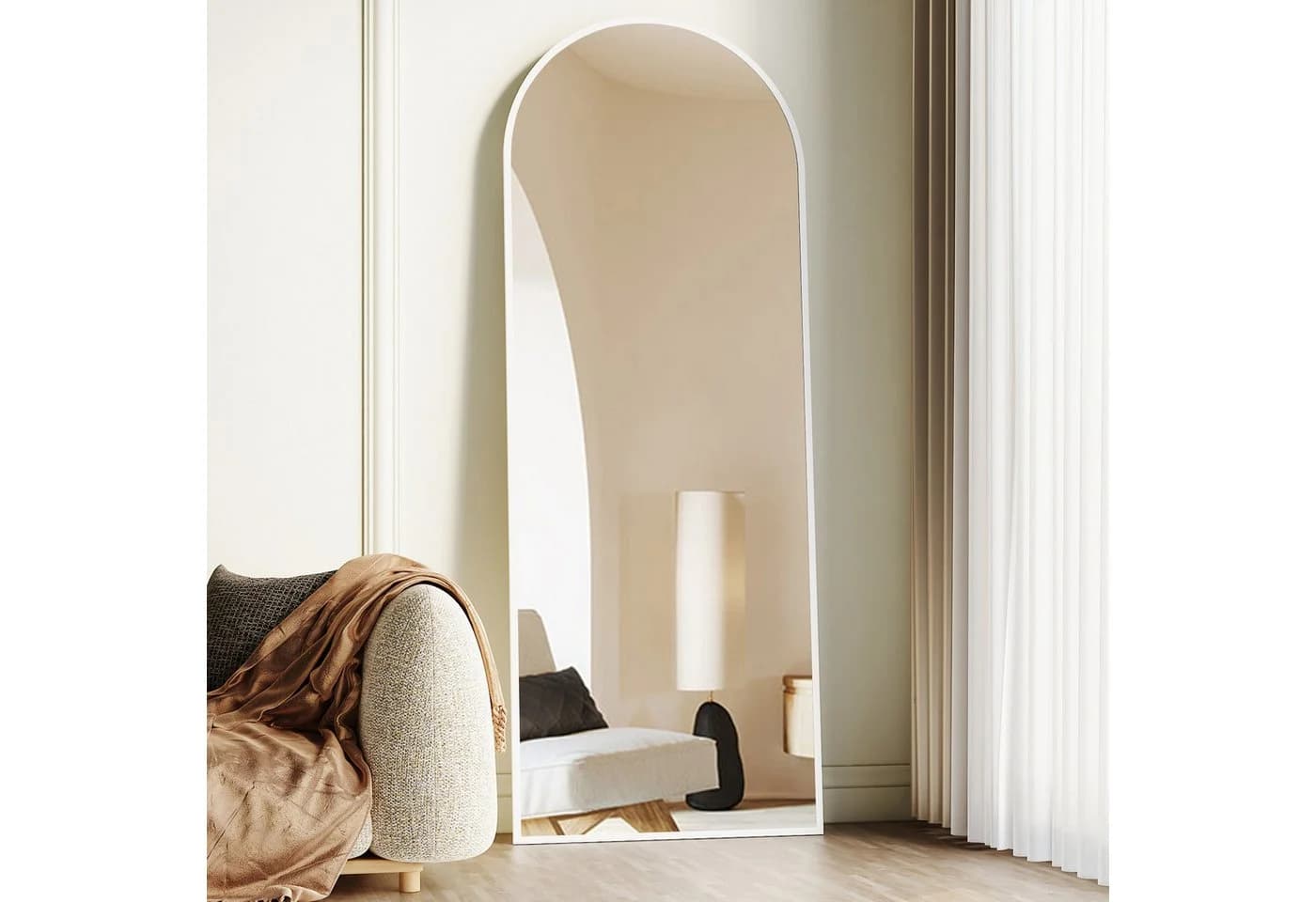 Boromal Ganzkörperspiegel Weiß Oval Aluminiumrahmen - Bild 2