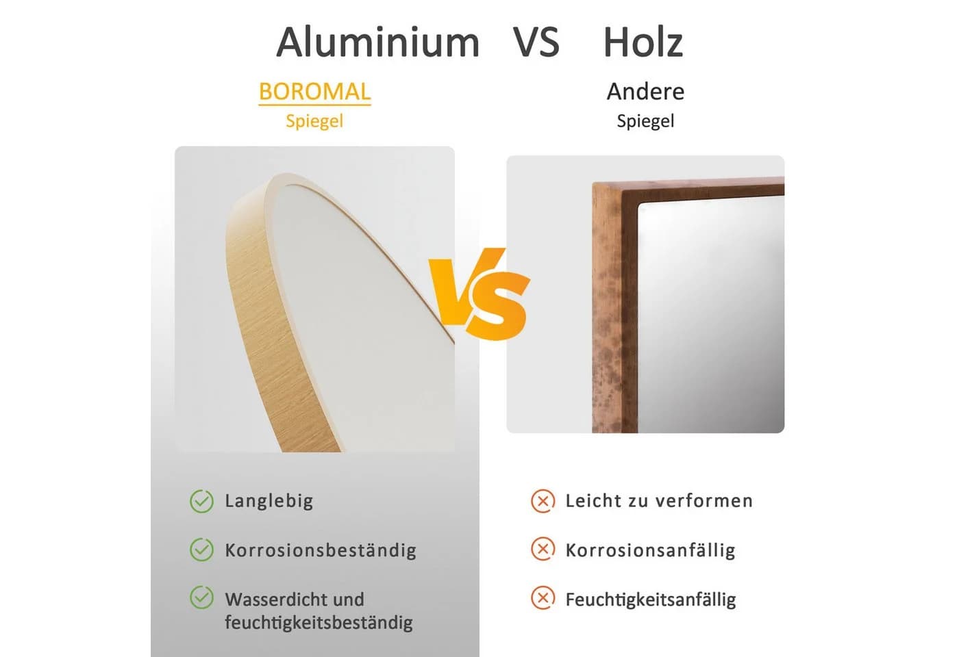 Hopibath Wandspiegel Aluminiumrahmen Matt-Schwarz HD-Glas - Bild 4