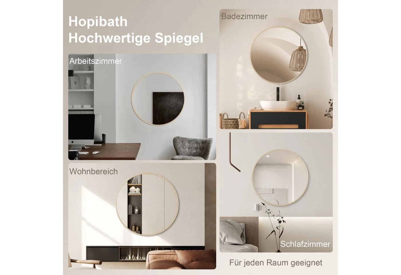 Hopibath Wandspiegel Aluminiumrahmen Matt-Schwarz HD-Glas - Bild 5