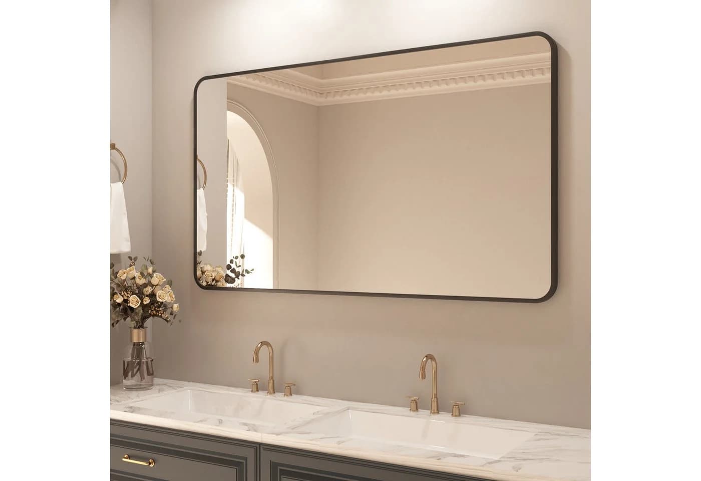Hopibath Wandspiegel Schwarz Aluminium mit Sicherheitsfolie - Bild 2