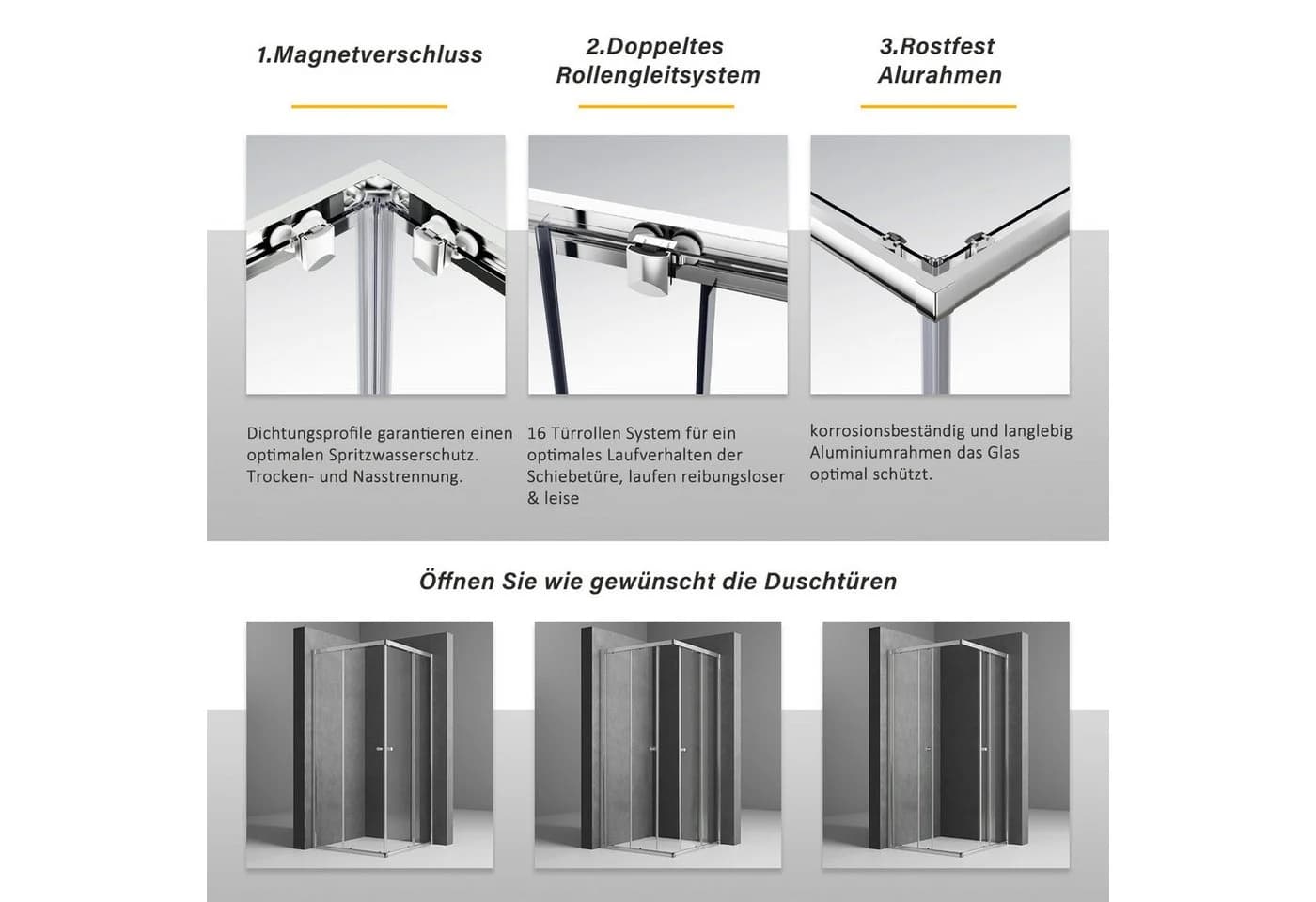 Hopibath Eckdusche Schiebetür 5mm ESG Aluminiumrahmen - Bild 3