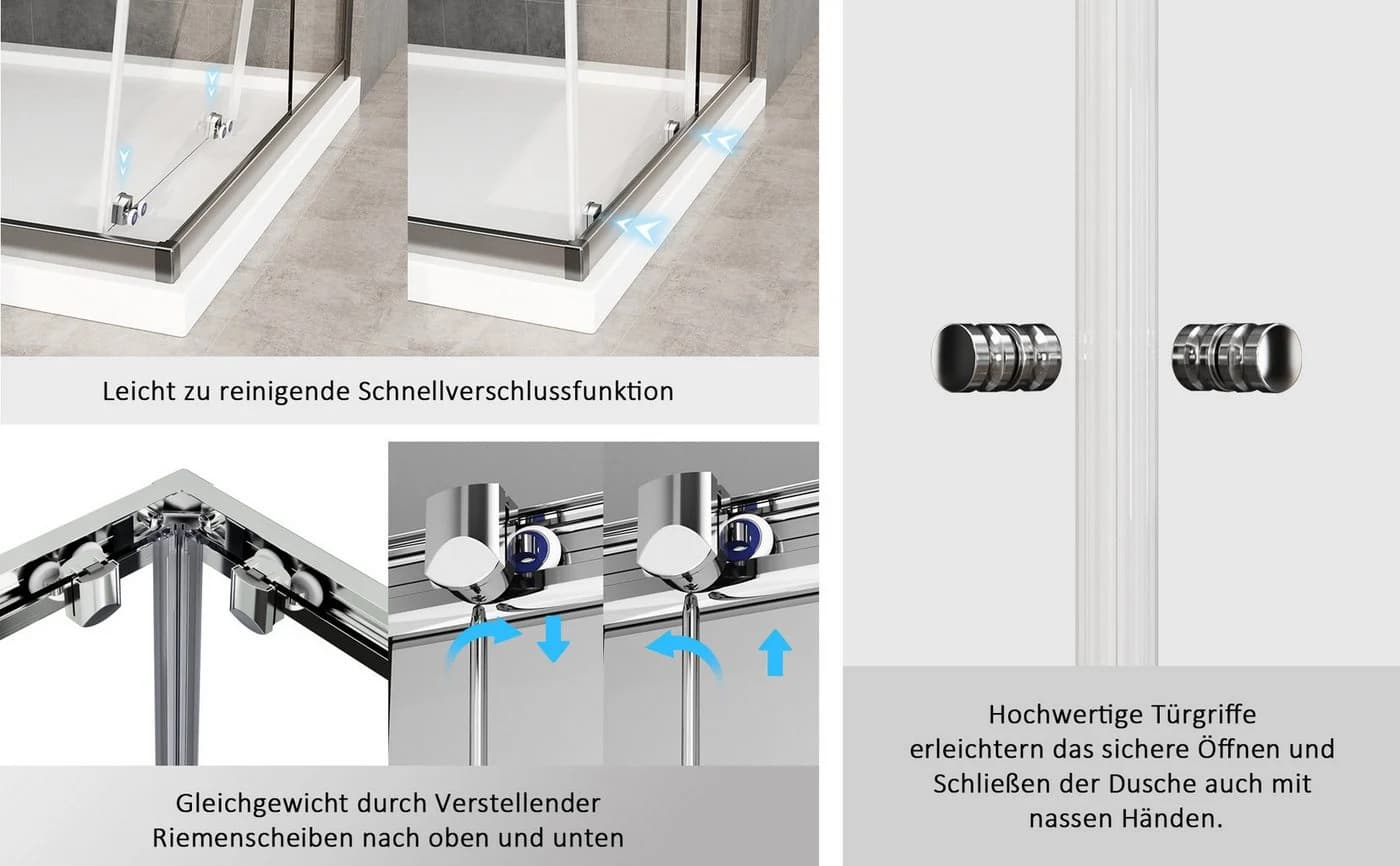Hopibath Eckdusche Schiebetür 5mm ESG Aluminiumrahmen - Bild 4