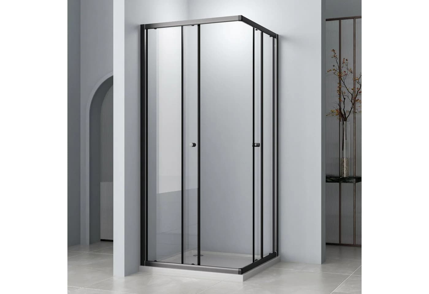 Hopibath Eckdusche 80x90 cm mit 5mm Sicherheitsglas und Schiebetür