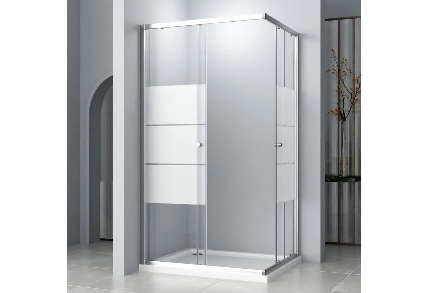 Hopibath Eckdusche Schiebetür 80x100 Schwarz/Chrom 5mm Glas