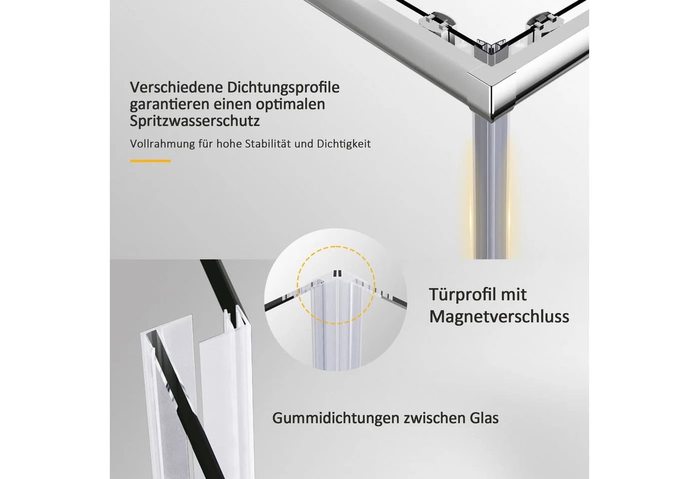 Hopibath Eckdusche Schiebetür 80x100 Schwarz/Chrom 5mm Glas - Bild 5