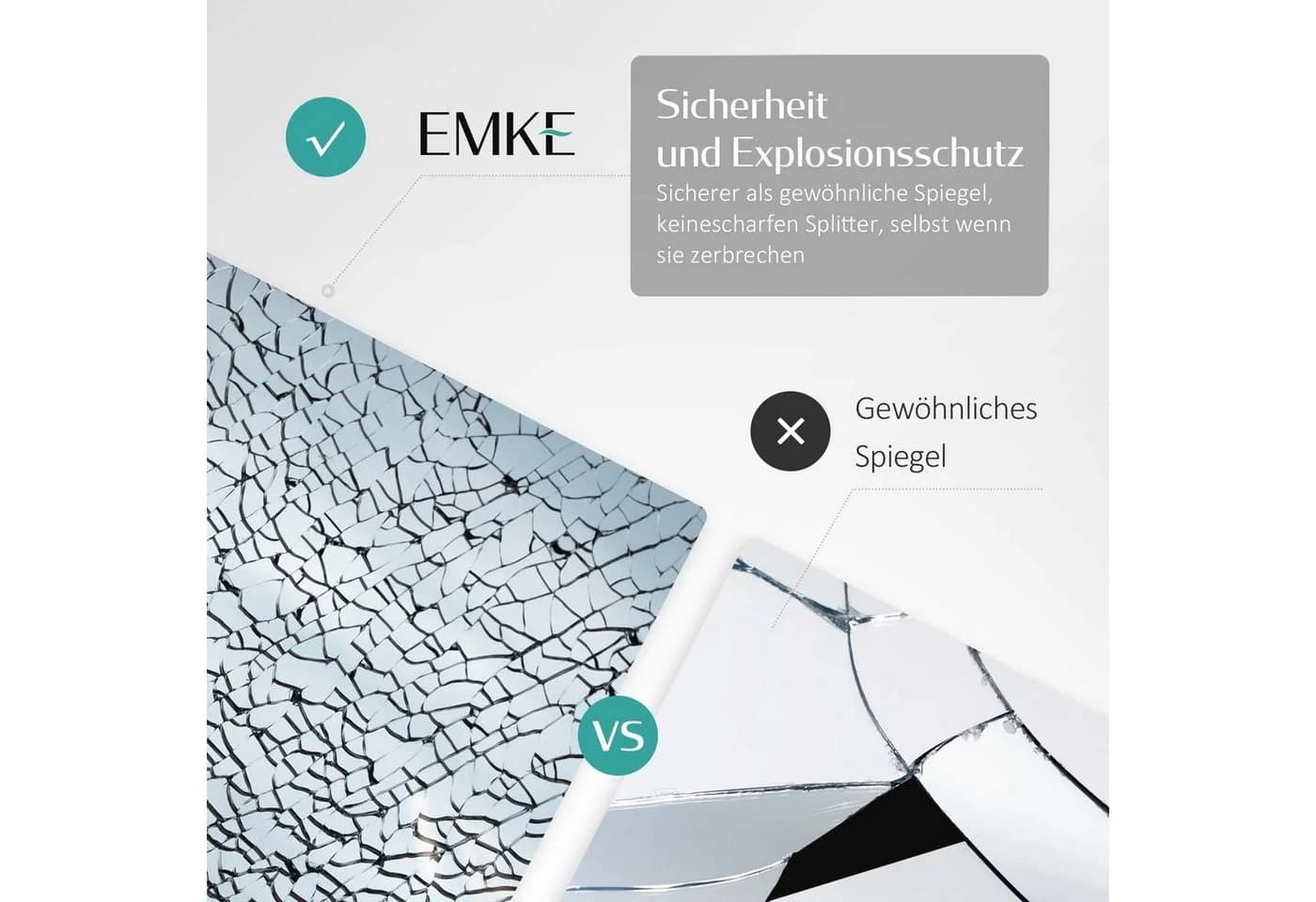 EMKE Badspiegel mit LED Beleuchtung rahmenlos IP44 - Bild 4