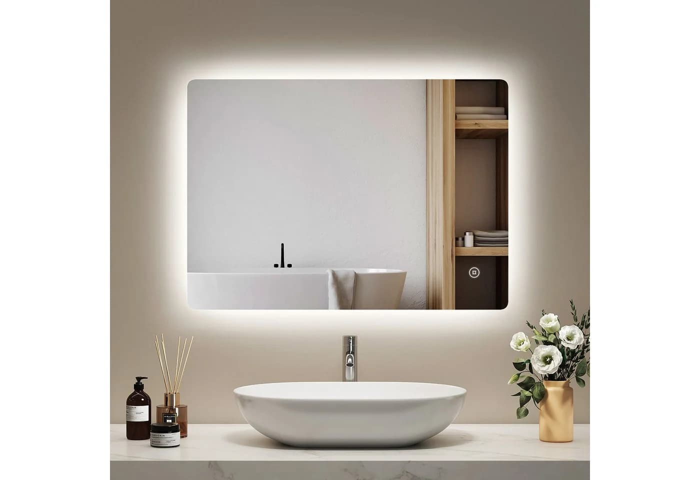 EMKE Badspiegel LED Antibeschlag Touch Dimmbar IP44