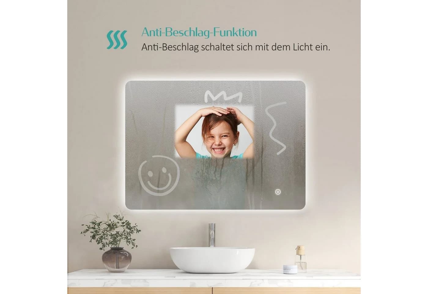 EMKE Badspiegel LED Antibeschlag Touch Dimmbar IP44 - Bild 4
