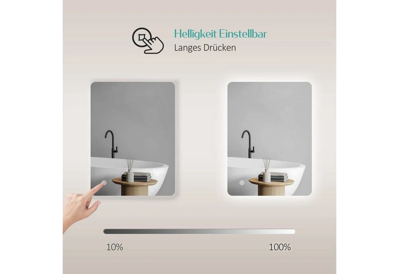 EMKE Badspiegel LED Antibeschlag Touch Dimmbar IP44 - Bild 5