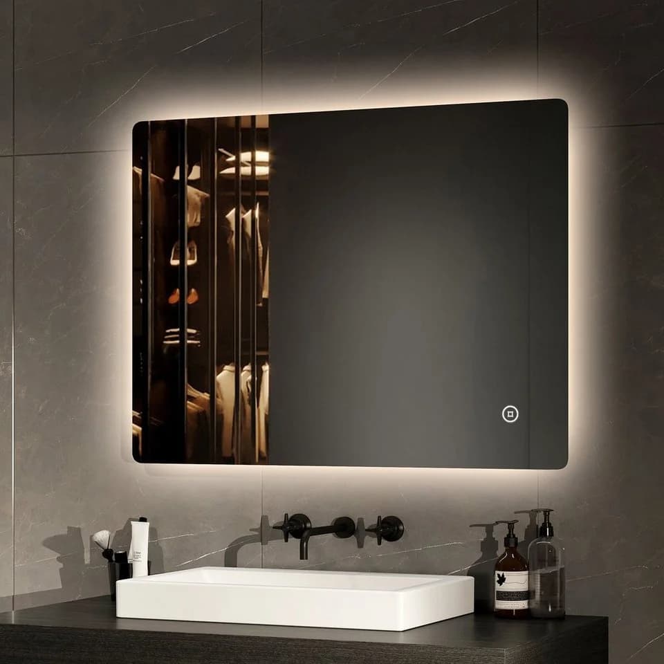EMKE LED Badspiegel rahmenlos mit Beleuchtung IP44