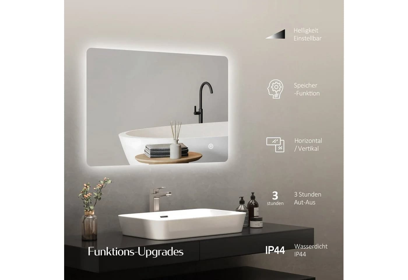 EMKE LED Badspiegel rahmenlos mit Beleuchtung IP44 - Bild 4