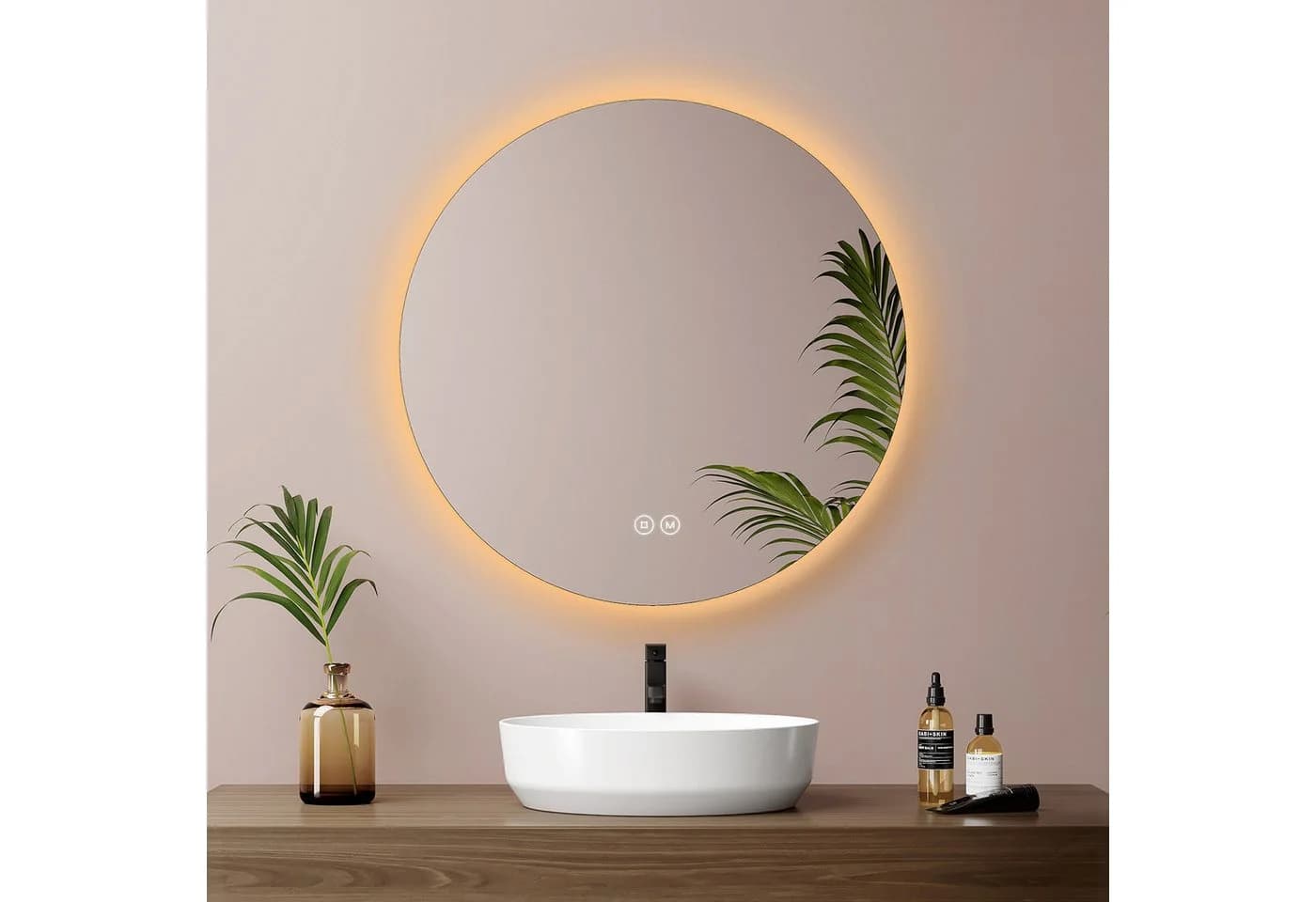 EMKE Badspiegel Rund LED Dimmbar Touchschalter IP44