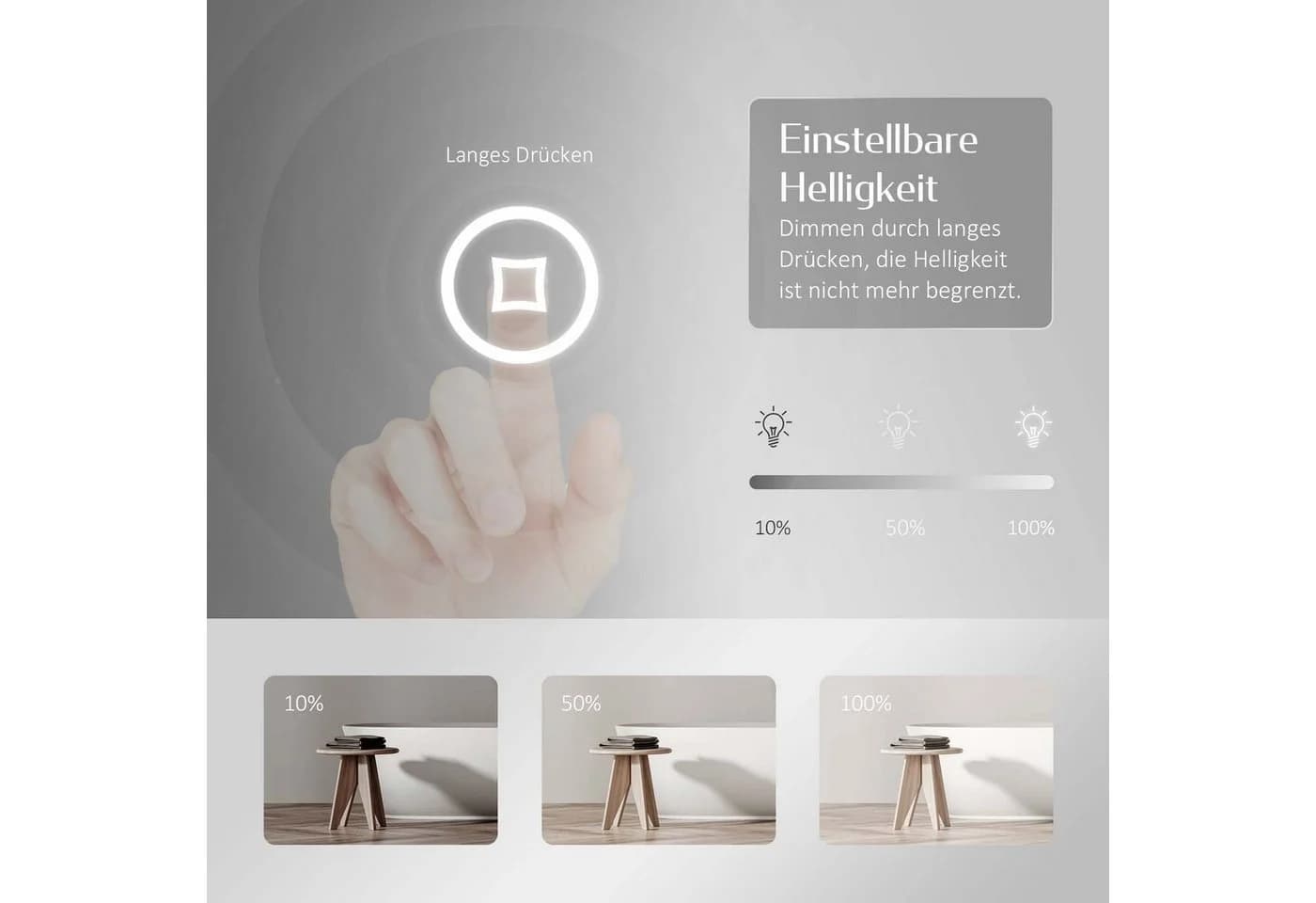 EMKE Badspiegel Rund LED Dimmbar Touchschalter IP44 - Bild 5