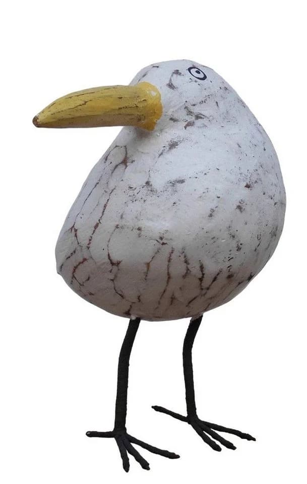 Deko-Impression Möwe Statue Weiß Gelb Shabby-Style Holz - Bild 2