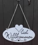 Deko-Impression Hängeschild Herzlich Willkommen 28 cm Weiss Bild 1