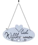 Deko-Impression Hängeschild Herzlich Willkommen 28 cm Weiss Bild 2