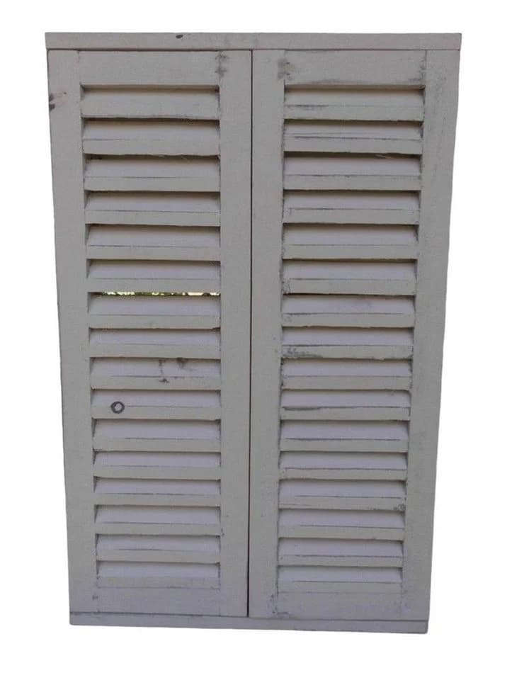 Deko-Impression Wandspiegel mit Fensterläden Landhaus Shabby-Chic Creme - Bild 2