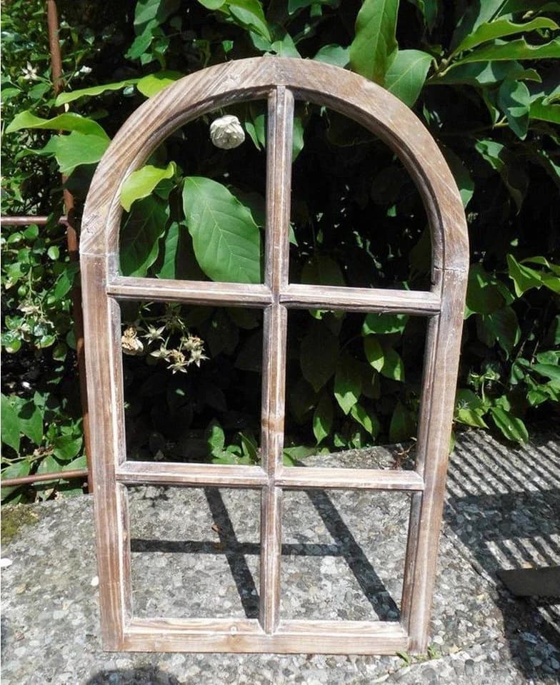 Deko-Impression Wanddekoobjekt Fenster Sprossenfenster Bilderrahmen Halbrund Holz Braun