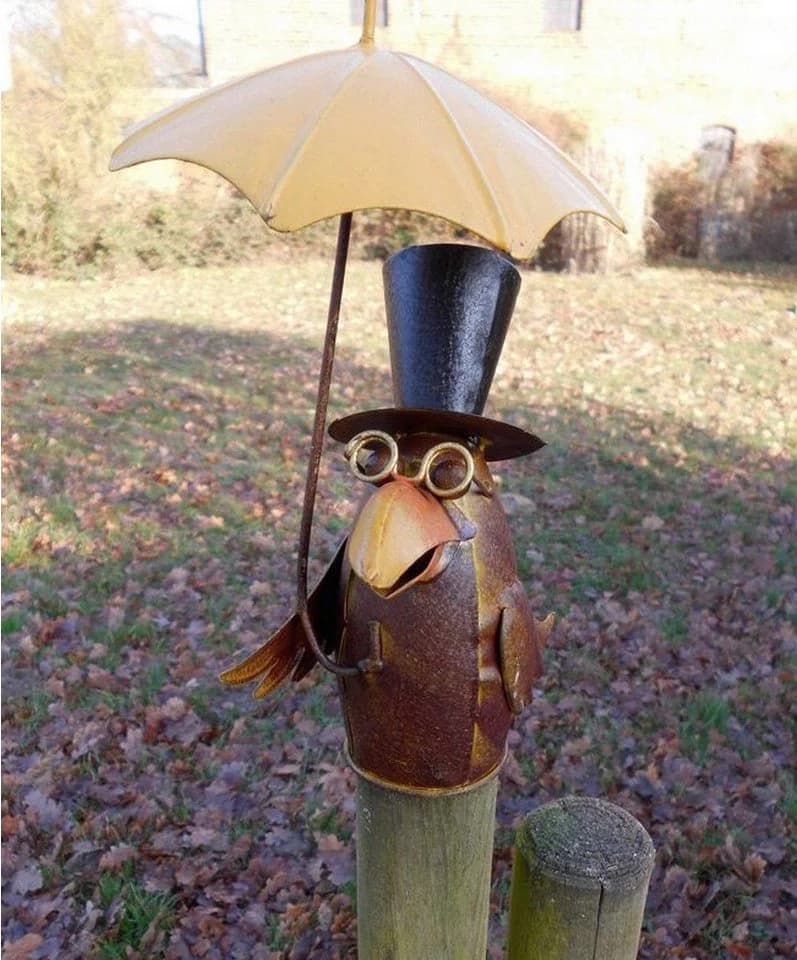Deko-Impression Zaunfigur Rabe mit Schirm Schwarz - Bild 4