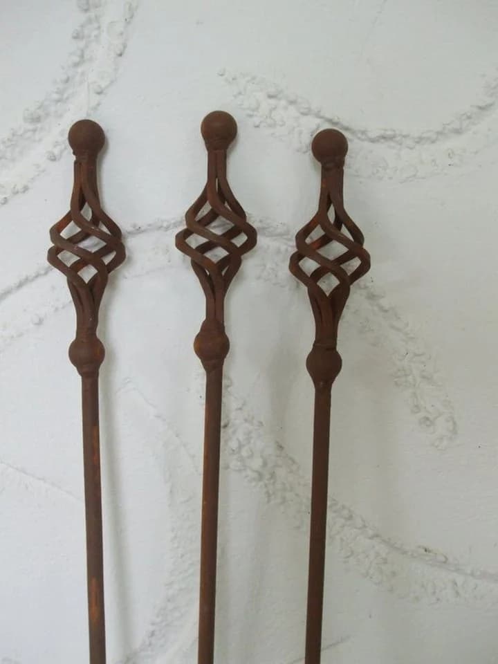 Deko-Impression Gartenstecker Set 3 Eisen Stäbe Rost