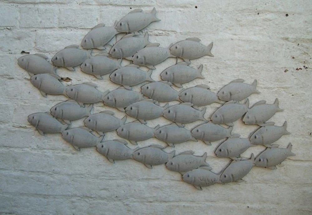 Deko-Impression Wanddekoobjekt Fischschwarm Metall