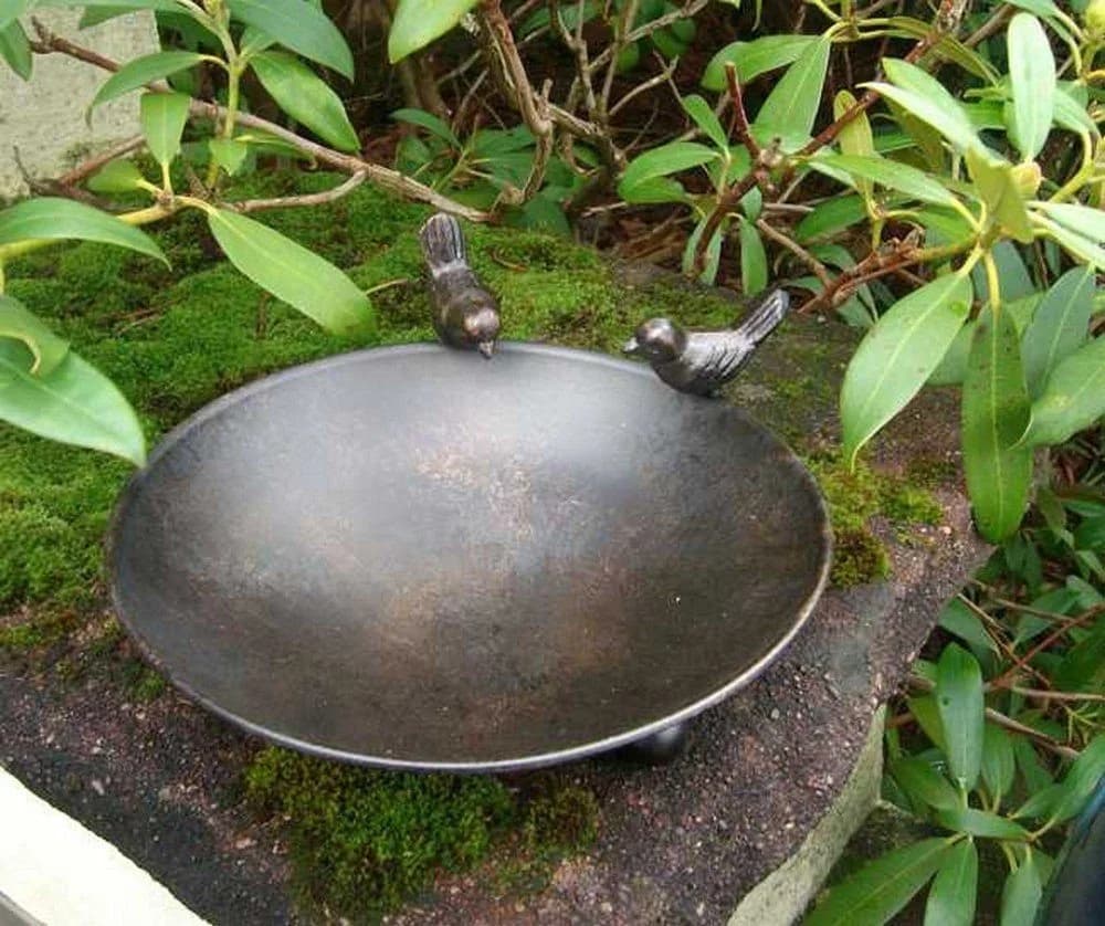 Deko-Impression Vogeltränke Vogelbad Vogel-Futterstelle Eisen massiv bronzefarben 22 - Bild 3