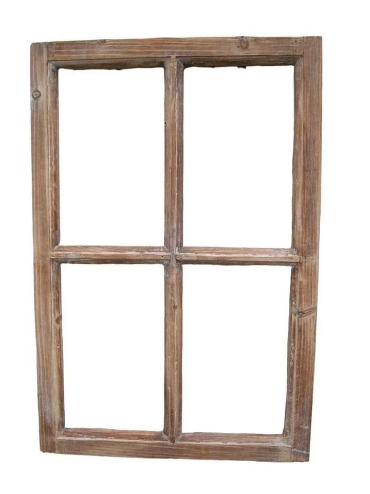 Deko-Impression Wanddeko Sprossenfenster Holz Naturbraun Weiss - Bild 2
