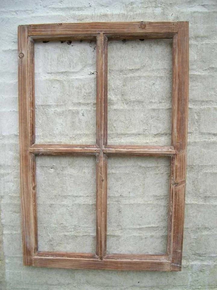 Deko-Impression Wanddeko Sprossenfenster Holz Naturbraun Weiss - Bild 4