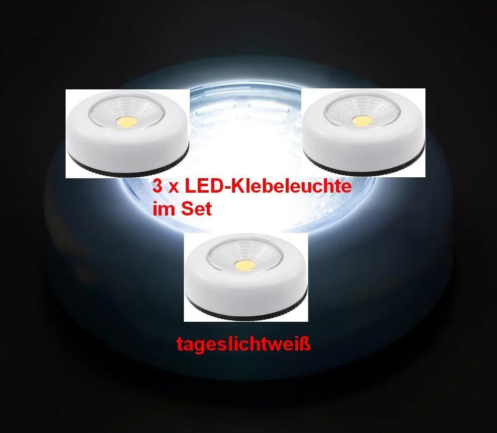 DIW LED Klebeleuchte 3er Set Silber Tageslichtweiß