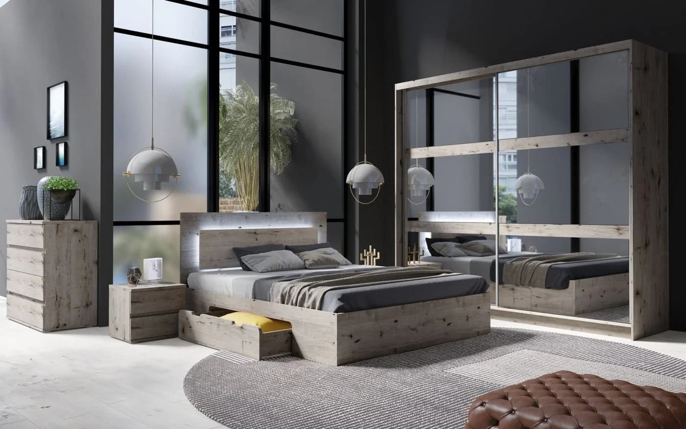 Lukas Möbel Komplettschlafzimmer Set Togo 5-teilig Eiche Wellington - Bild 2