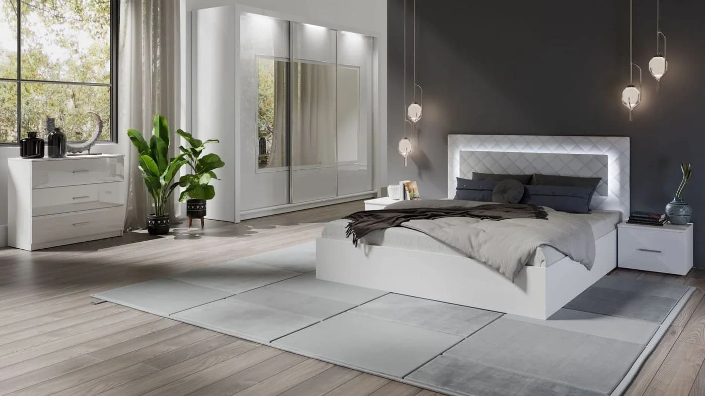 Lukas Möbel Komplettzimmer Panarea Weiß Hochglanz LED - Bild 5