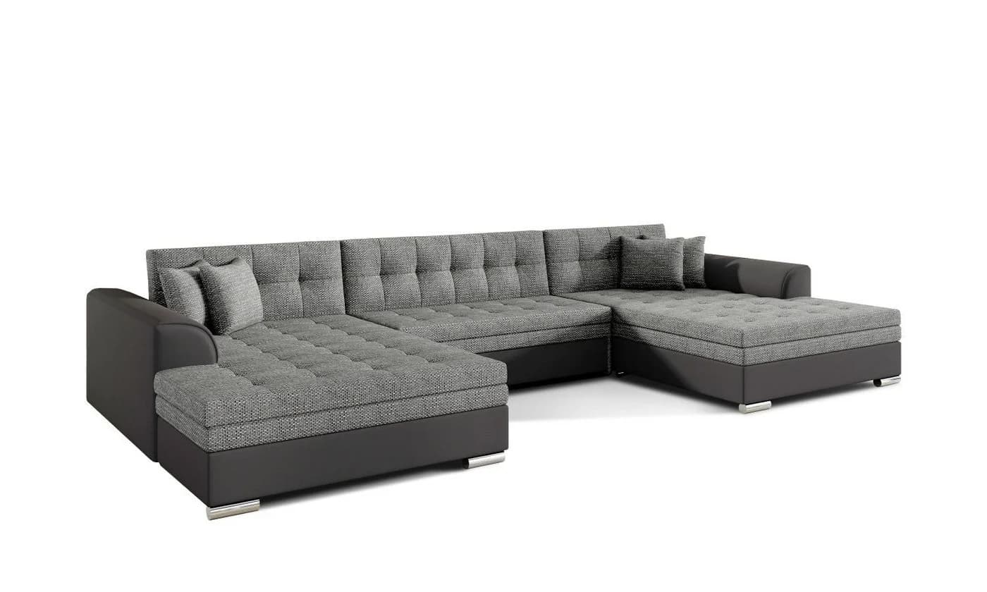 Lukas Möbel Wohnlandschaft Vera U-Form XXL-Sofa mit Schlaffunktion Schwarz - Bild 2