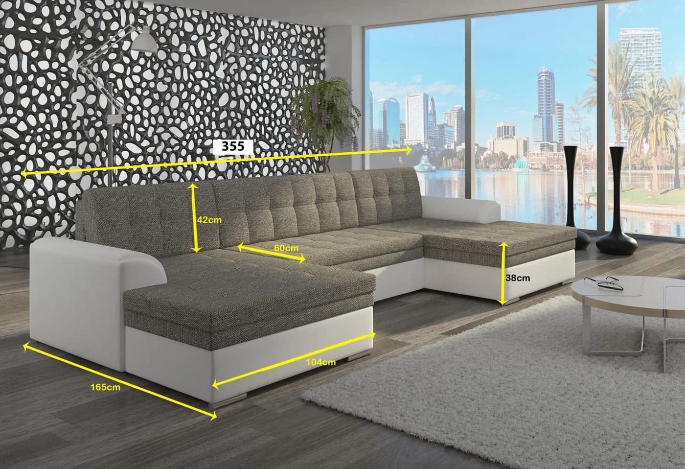 Lukas Möbel Wohnlandschaft Vera U-Form XXL-Sofa mit Schlaffunktion Schwarz - Bild 4