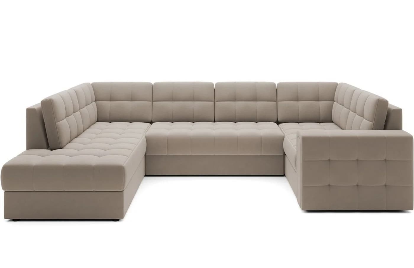 Lukas Möbel Wohnlandschaft Belvis Ecksofa U-Form Beige mit Bettfunktion